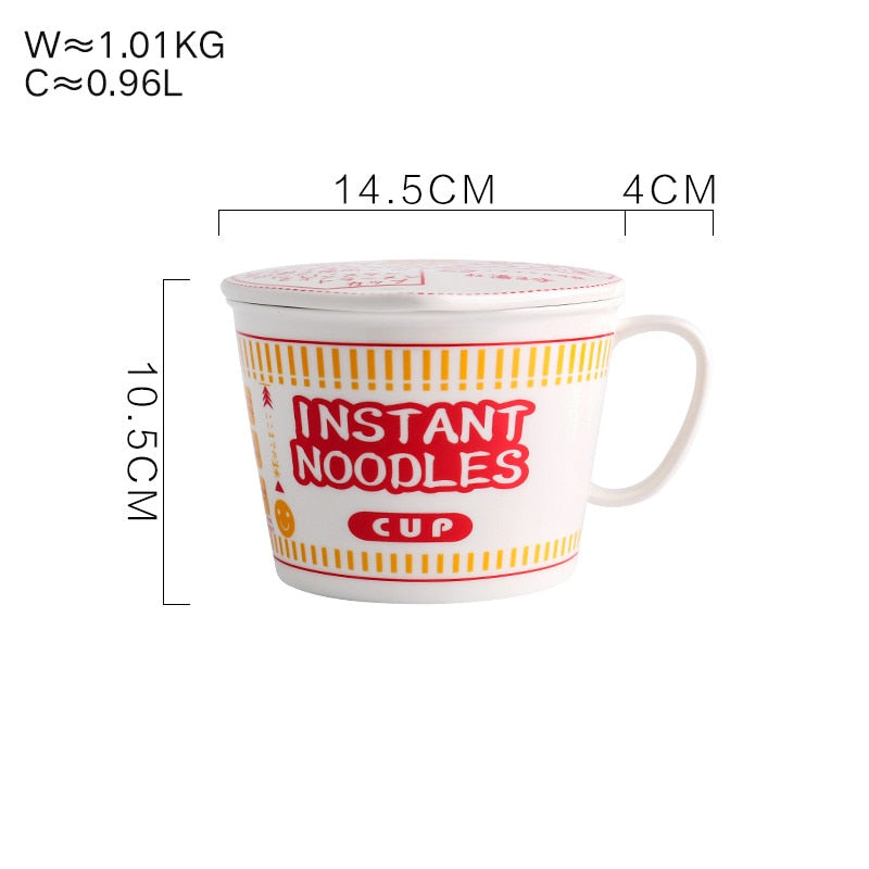 Instant noodle ceramic Cup bowl with cover