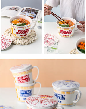 Instant noodle ceramic Cup bowl with cover