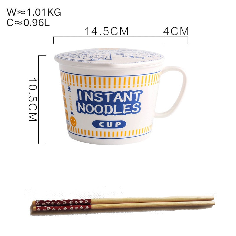 Instant noodle ceramic Cup bowl with cover