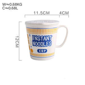 Instant noodle ceramic Cup bowl with cover