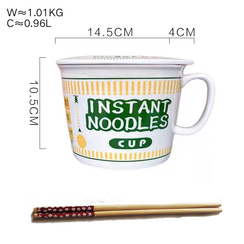 Instant noodle ceramic Cup bowl with cover