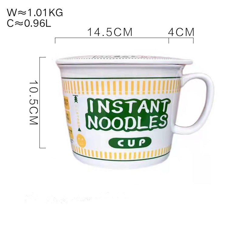 Instant noodle ceramic Cup bowl with cover