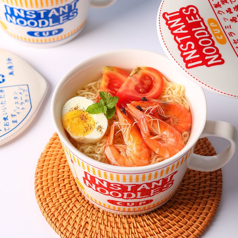 Instant noodle ceramic Cup bowl with cover